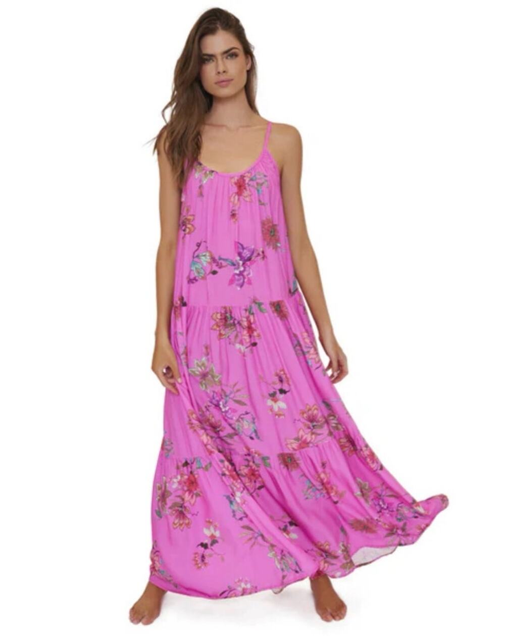 PQ Swim Floral Maxi Cover Up Dress Beach Resort Vacation Boho M/L